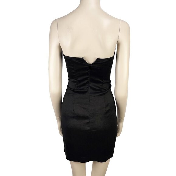 JESSICA McCLINTOCK VTG Party Mini Ruched 90’s Black Goth Metallic Dress sz 4 - Picture 5 of 8